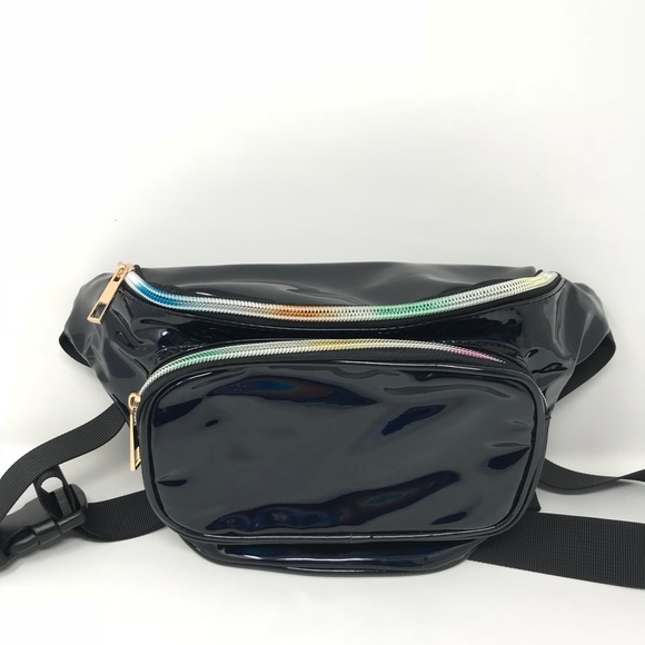 Fanny Pack Polyurethane Mini Bag w Rainbow Shine - Picture 2 of 8